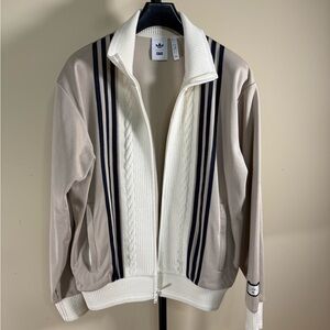 Kith x Adidas Track Jacket Color Taupe / Navy Stripe size Medium